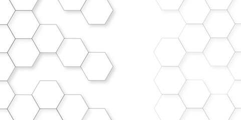 Abstract white background with hexagon and hexagonal background. Luxury white pattern with hexagons. abstract 3d hexagonal background with shadow. 3D futuristic abstract honeycomb mosaic background.