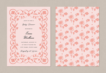 Toile Baby Shower Invitation Card Template