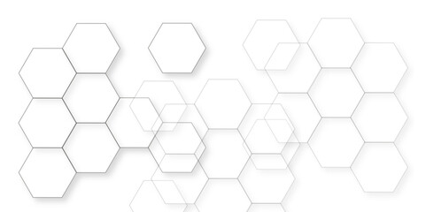 Abstract white background with hexagon and hexagonal background. Luxury white pattern with hexagons. abstract 3d hexagonal background with shadow. 3D futuristic abstract honeycomb mosaic background.
