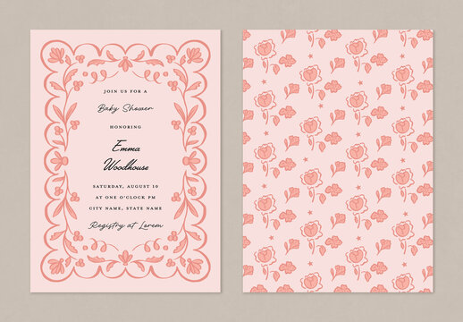 Toile Baby Shower Invitation Card Template