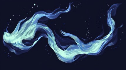 Ethereal flowing wisps of light against a dark background, evoking a sense of tranquility.