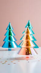 christmas trees iridescent plastic confetti studio light