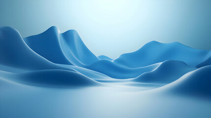 Abstract 3D Blue Wave Background with soft light shining through