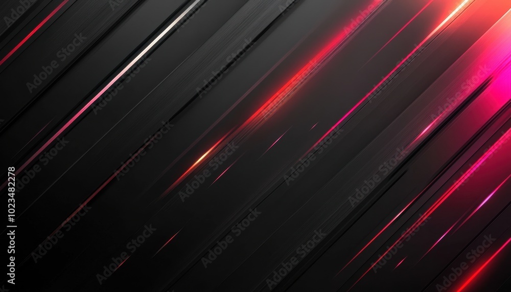 Poster Abstract Diagonal Black Background with Red Glowing Lines