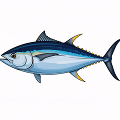 Obraz premium cartoon blue yellow tuna fish illustration