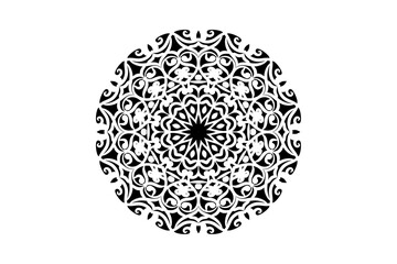 Graceful mandala art showcasing black and white circular design with elegant curves
