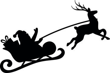 Santa's sleigh vector. Christmas santa illustration.
