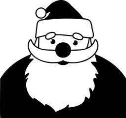 Funny Santa Claus face. Christmas Santa vector illustration.