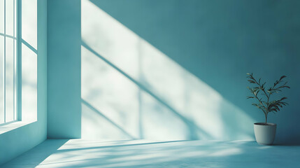 Obraz premium Minimalist Room with Window Light and Plant Illustration
