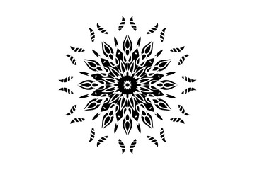 A black and white illustration of a flower, showcasing intricate details and elegant lines in a minimalist design