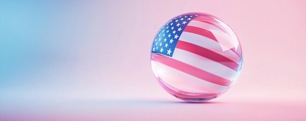 Obraz premium American Flag in Crystal Ball - Futuristic Reflections with Soft Glow and Swirling Colors Perfect for Artistic and Symbolic Themes