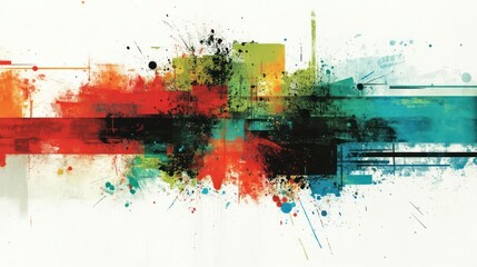 Abstract digital artwork featuring vibrant colors and dynamic splashes.