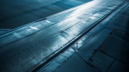Airplane Wing Close-up with Rivets