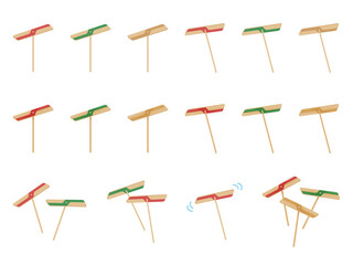 竹とんぼのイラスト素材セット