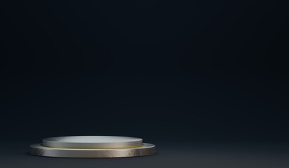 Podium Steel Product display stand production business background 3d rendering 