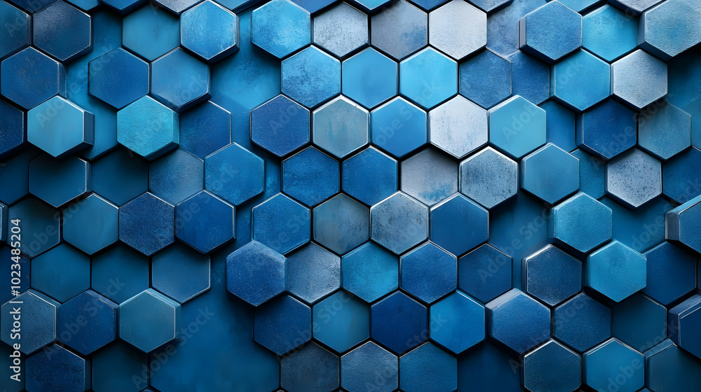 Poster blue hexagon pattern 3d abstract background