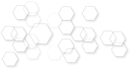 Abstract white background with hexagon and hexagonal background. Luxury white pattern with hexagons. abstract 3d hexagonal background with shadow. 3D futuristic abstract honeycomb mosaic background.