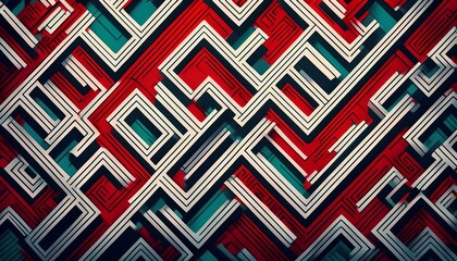 Abstract geometric maze pattern