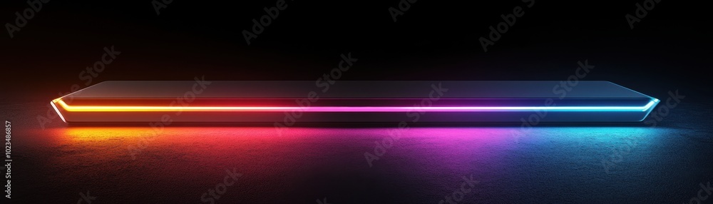 Aufkleber neon-lit, angled platform in a dark setting