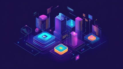 A futuristic metaverse concept with VR users interacting in digital spaces, powered by blockchain technology and global cyber innovation.