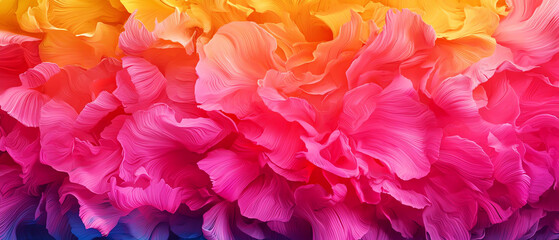 Fototapeta premium Vibrant floral background with a blend of pink, orange, and yellow hues, creating a lively and colorful display.