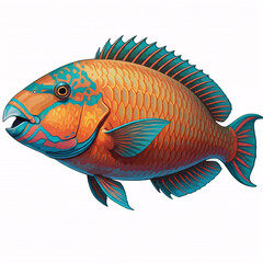 Fototapeta premium colorful tropical fish illustration digital painting underwater creature design art ocean fauna sea life wildlife art animal illustration creature marine illustration trop
