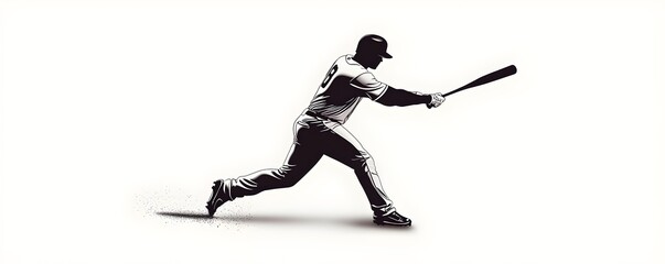 Obraz premium Sleek Silhouette of a Batter Hitting a Homerun - Minimalist Baseball Design for Modern Sports Enthusiasts and Graphic Projects