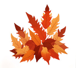 Colorful autumn maple leaves scattered on the ground clipart illustration of traditional autumn leaves for postcards.generative ai