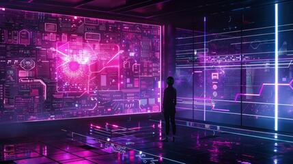 Fototapeta premium Futuristic AI Control Room Visualization