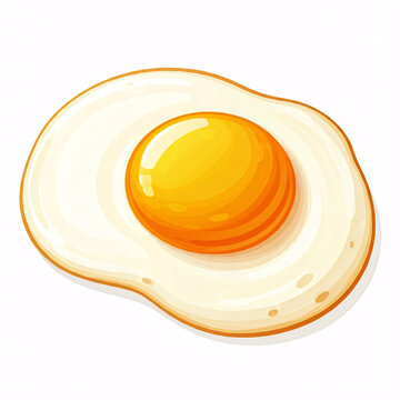 recommend clip art: cartoon fried egg with yellow yolk isolated on white background