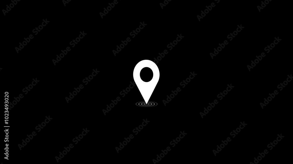 Fototapete GPS location pointer animated with radio wave, location map pointer with pin icon and location 4k animation
