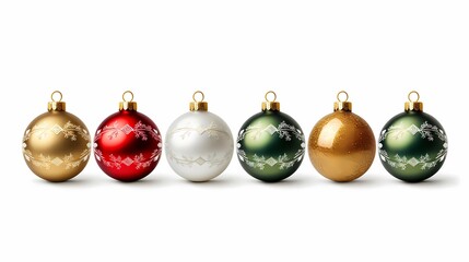 Colorful ornaments arranged in a neat grid on a plain background