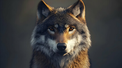Obraz premium Wolf Portrait with Golden Eyes - Realistic Animal Image