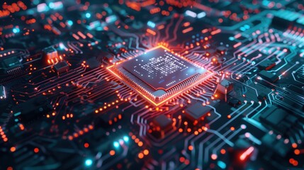 Obraz premium Abstract Circuit Background with Glowing Elements