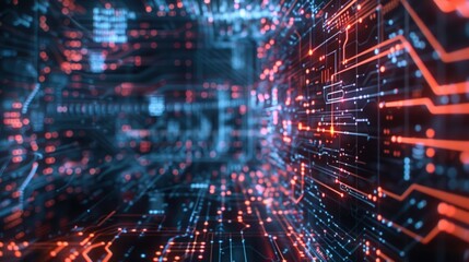 Obraz premium Abstract Digital Render of AI Concept with Circuits