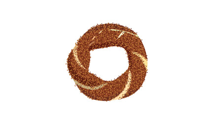 Traditional turkish simit vector illustration. Turkish bagel with sesame. traditional breakfast bread. Simit is a traditional street food. 
