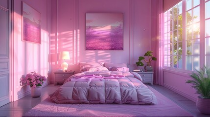 Isometric view bed room open inside interior architecture 3d rendering digital art