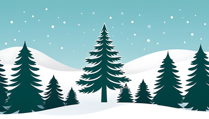 Fototapeta premium snowy coniferous tree standing tall wintry scene