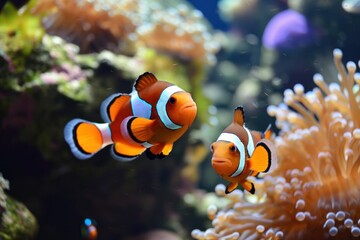 Clownfish and pufferfish animal outdoors nature.