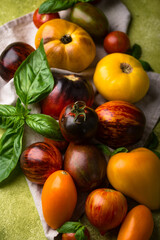 Assortment of different color tomatoes