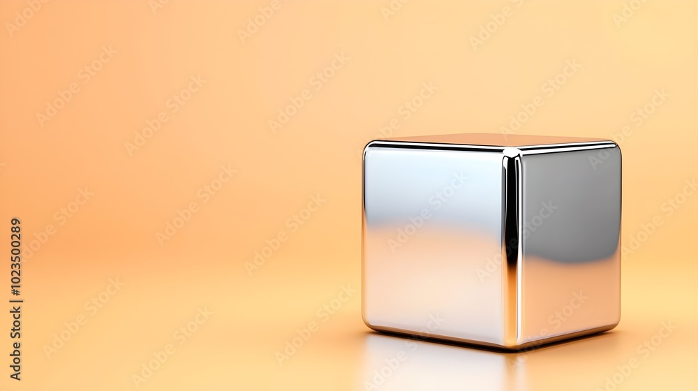 Poster futuristic silver cube block with sharp edges - sleek investment concept symbolizing modern finance 