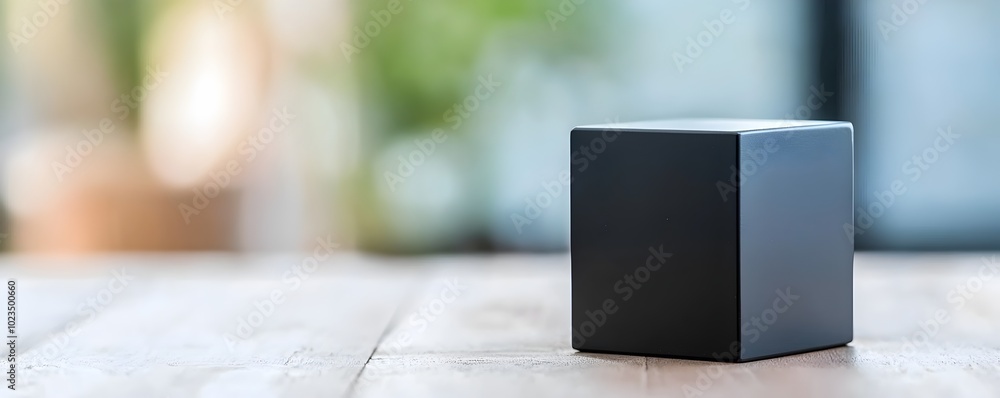 Aufkleber a sleek matte black cube block with sharp edges, reflecting minimal luxury and the essence of financ