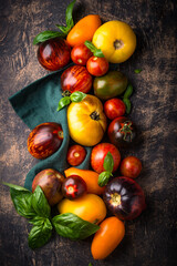 Assortment of different color tomatoes