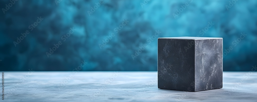 Poster modern graphite cube block symbolizing precision in finance and wealth - industrial style concept fo