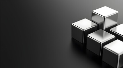 Obraz premium Sleek Silver and Black Cube Block - Modern Finance Elegance and Wealth Concept in Minimalist Design for Luxury Lifestyle Imagery