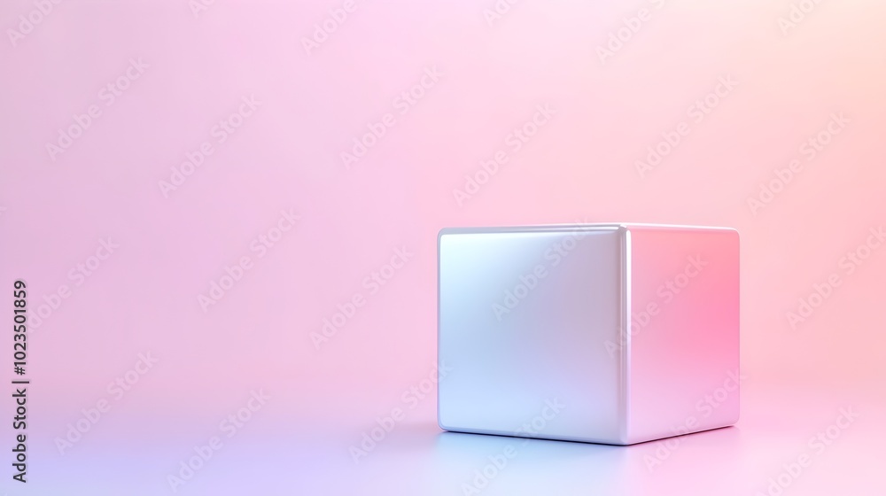 Poster holographic cube block design for digital finance - sleek and premium wealth concept in modern aesth