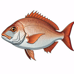 Fototapeta premium red snapper fish illustration isolated on white background