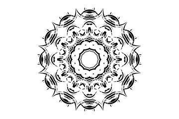 Intricate circular mandala drawing in monochrome, showcasing geometric patterns and artistic flair