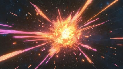 Fototapeta premium A vibrant explosion in space, depicting energy and motion in a cosmic environment.