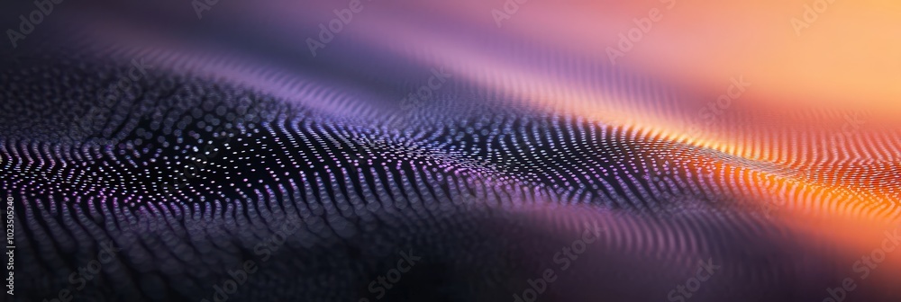 Poster flowing abstract waves featuring a blend of purple, blue, and orange hues, creating a captivating vi
